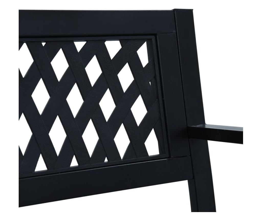 Vrtna klupa, crna, 125 cm, čelik - 6