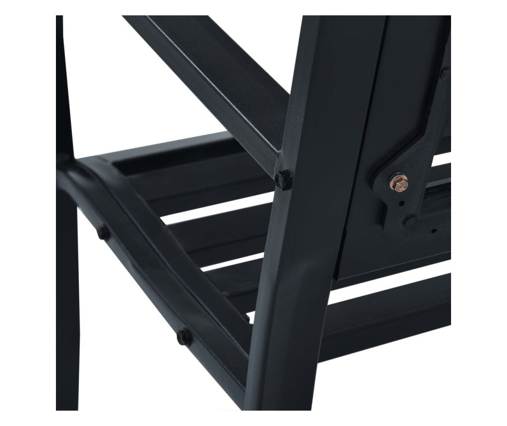 Vrtna klupa, crna, 125 cm, čelik - 7