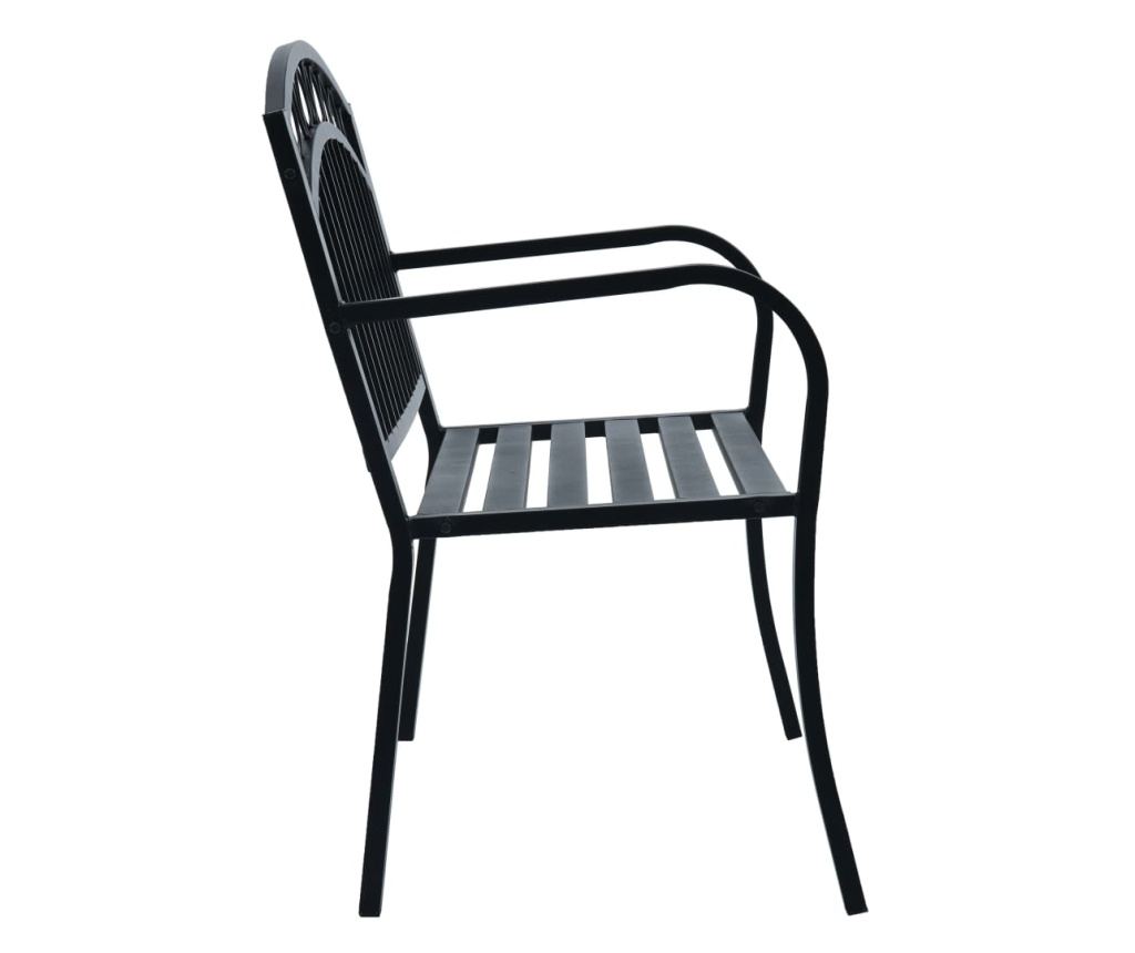 Vrtna klupa, crna, 125 cm, čelik - 3