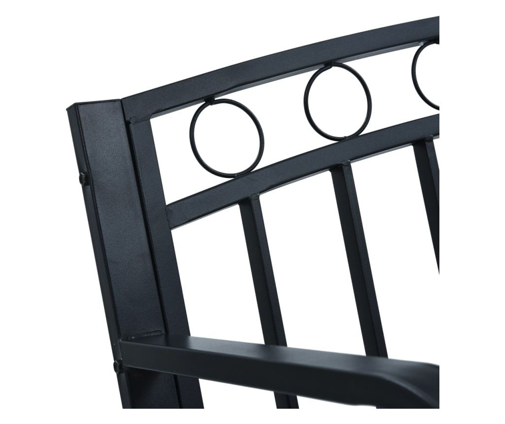 Vrtna klupa, crna, 125 cm, čelik - 5