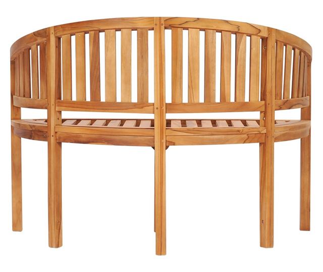 Klupa u obliku banane, 120 cm, masivno tikovo drvo