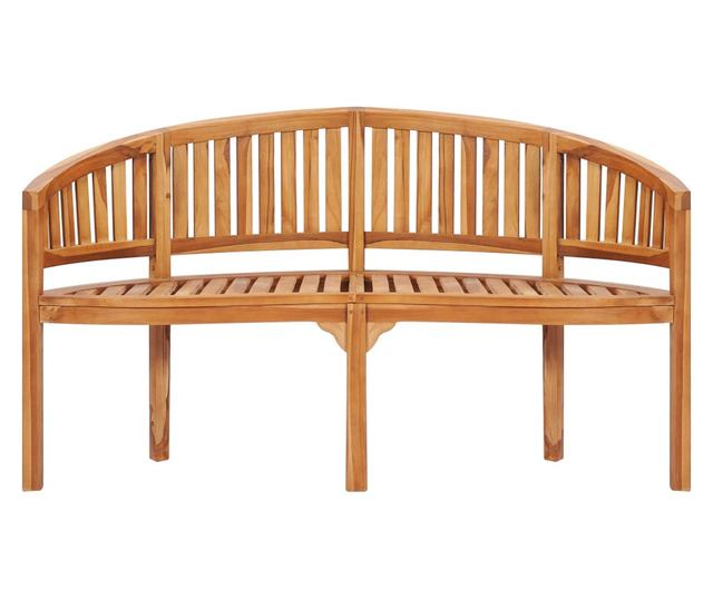 Klupa u obliku banane, 151 cm, masivno tikovo drvo