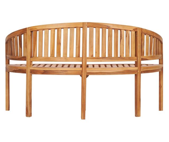 Klupa u obliku banane, 151 cm, masivno tikovo drvo