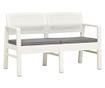 Vrtna klupa s 2 sjedala s jastucima, bijela, 120 cm, plastika thumbnail 1