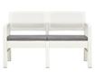 Vrtna klupa s 2 sjedala s jastucima, bijela, 120 cm, plastika thumbnail 2