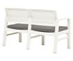 Vrtna klupa s 2 sjedala s jastucima, bijela, 120 cm, plastika thumbnail 4