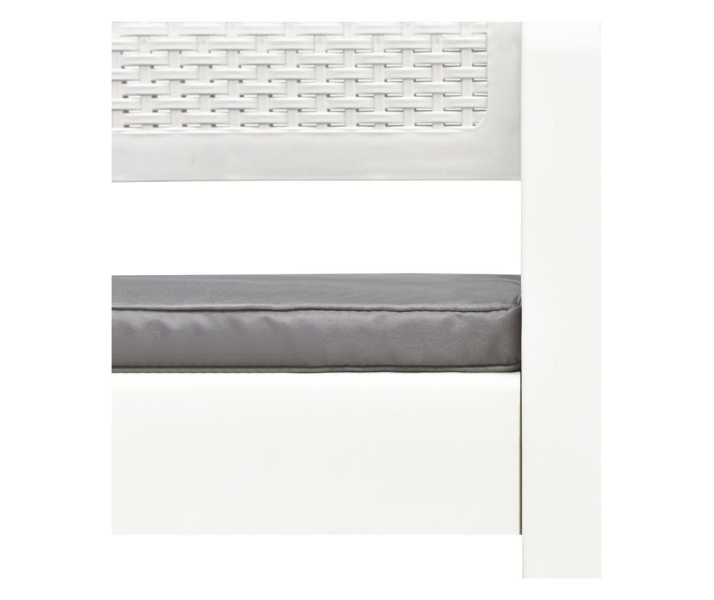 Vrtna klupa s 2 sjedala s jastucima, bijela, 120 cm, plastika - 6