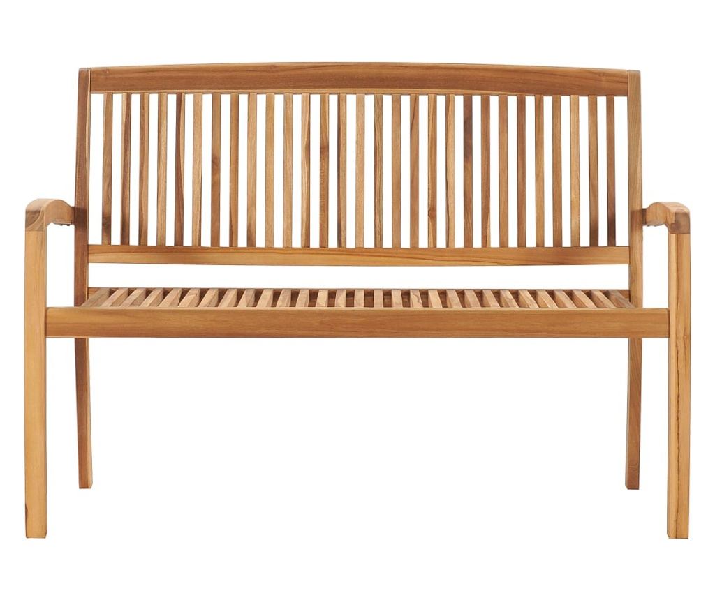 Vrtna klupa koja se može slagati, 2 mjesta, 128,5 cm, masivno tikovo drvo - 2