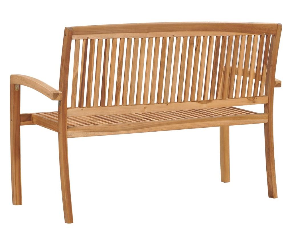 Vrtna klupa koja se može slagati, 2 mjesta, 128,5 cm, masivno tikovo drvo - 4