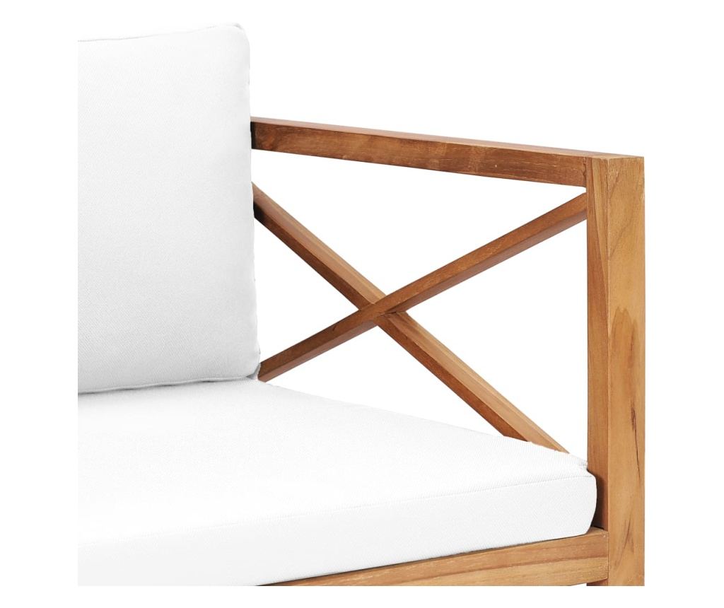 Vrtna klupa s krem jastucima, masivno tikovo drvo - 5