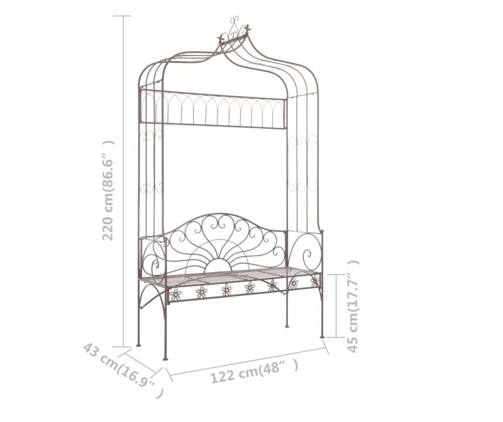 Πάγκος Κήπου, Vintage Brown, 122 εκ., Σίδερο - 6