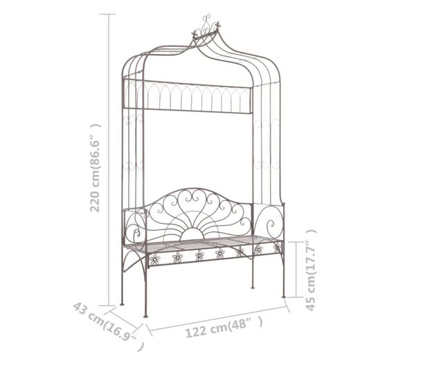Vrtna klupa, vintage smeđa, 122 cm, željezo