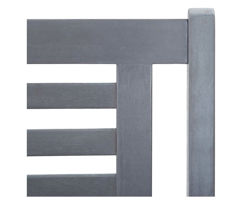 Vrtna klupa s 3 sjedala, siva, 150 cm, masivno eukaliptusovo drvo - 5