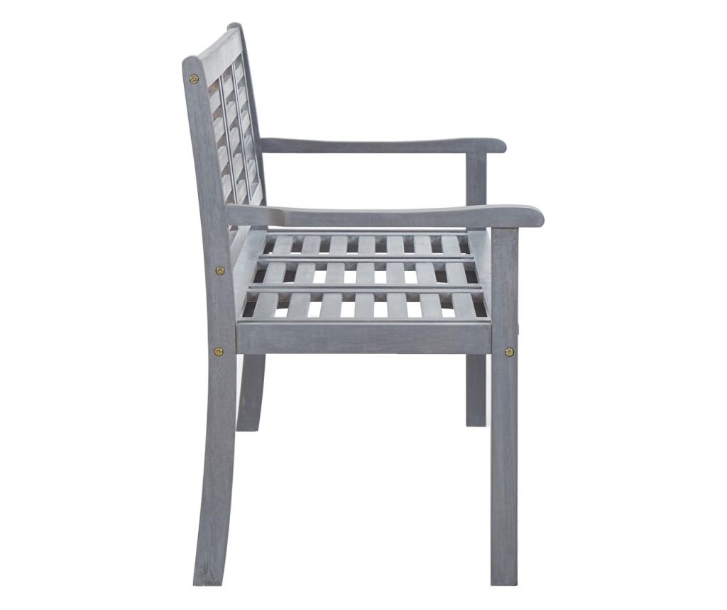 Vrtna klupa s 3 sjedala, siva, 150 cm, masivno eukaliptusovo drvo - 3