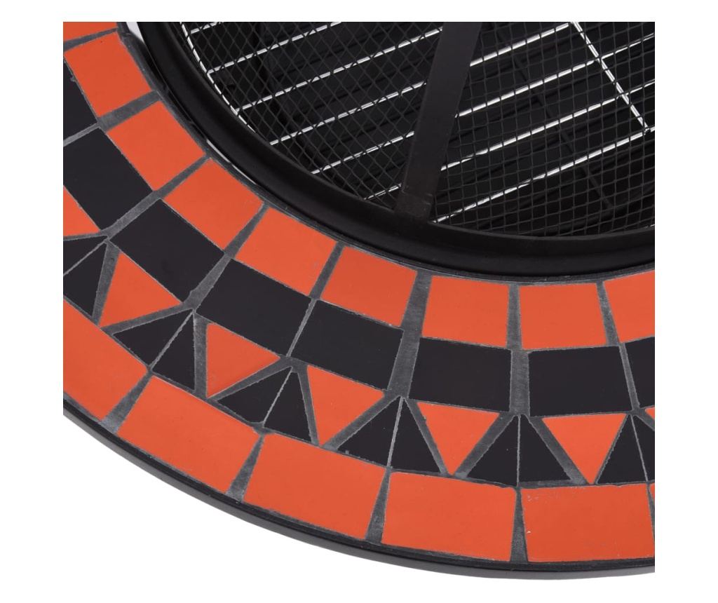 Stol s vatrom, mozaik, crvena i bijela, 68 cm, keramika - 7