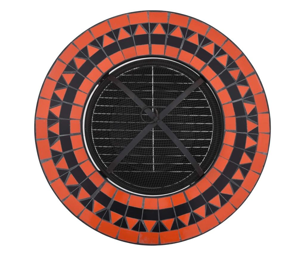 Stol s vatrom, mozaik, crvena i bijela, 68 cm, keramika - 8