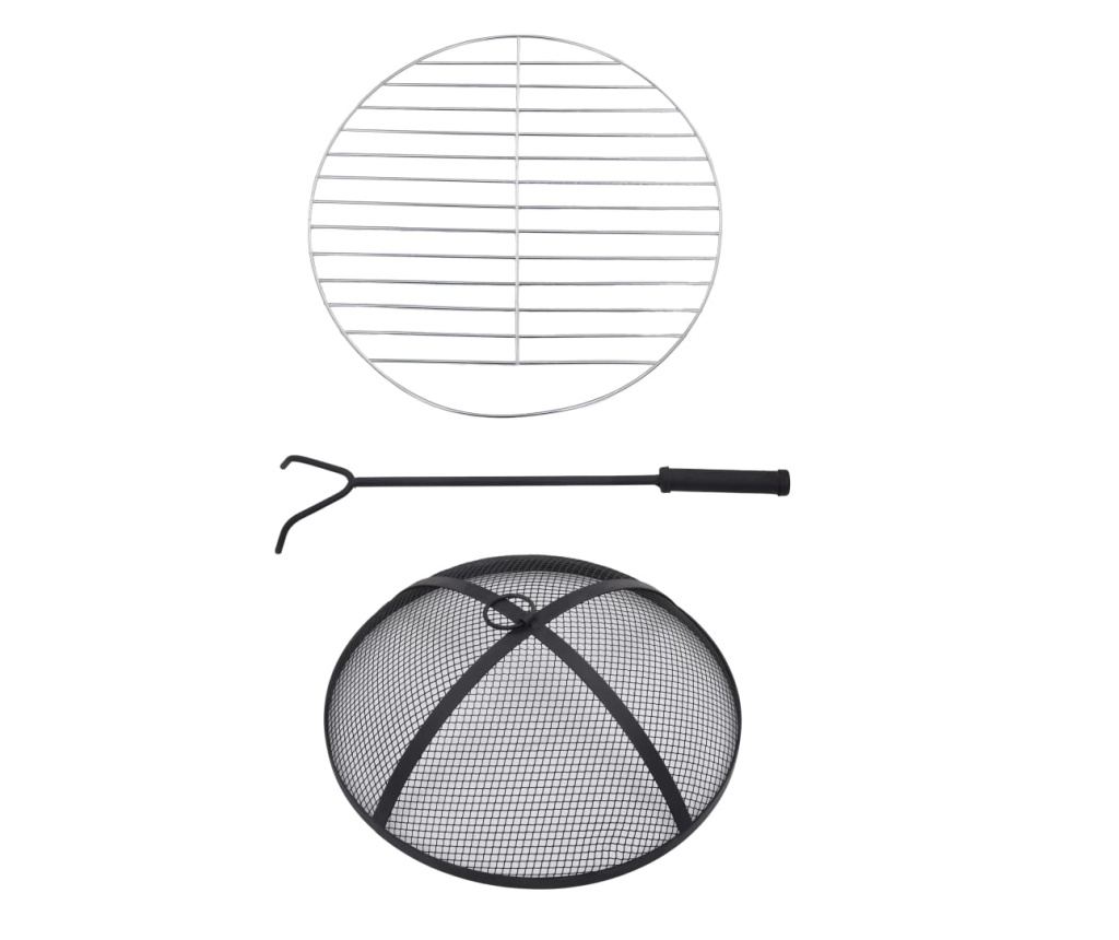 Stol s vatrom, mozaik, crvena i bijela, 68 cm, keramika - 9