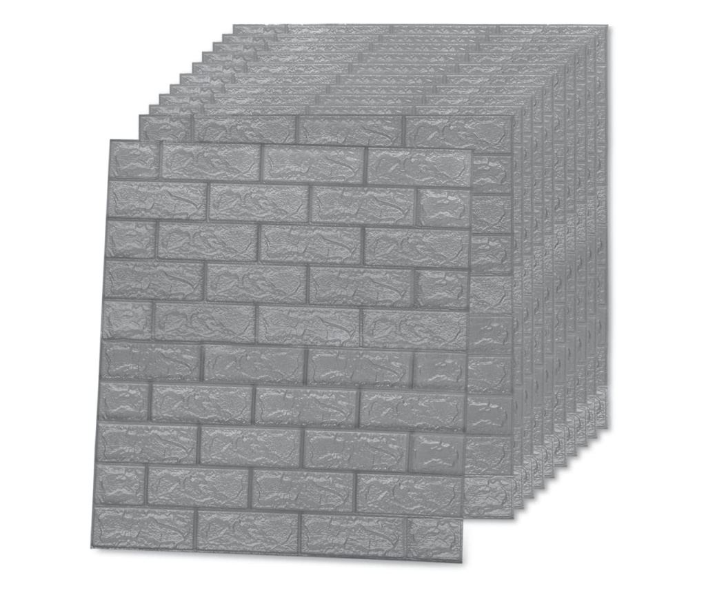 Samoljepljiva 3D zidna tapeta, 20 kom., antracit, uzorak cigle - 3