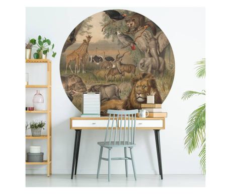 WallArt Tapeta v obliki kroga „Živali Afrike”, 142,5 cm