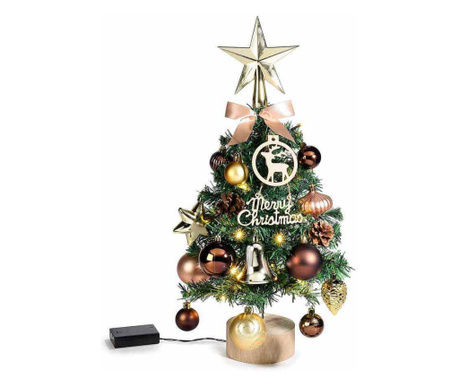Božićno drvce ukrašeno lampicama 26x45 cm