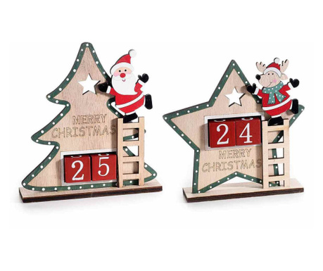 Set 2 calendare Craciun lemn 17x4x18 cm