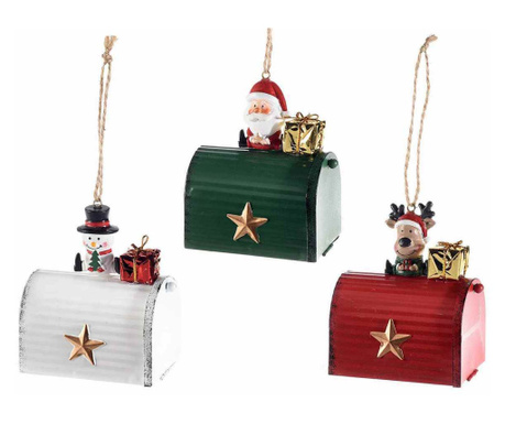 Set 6 ornamente brad Craciun metal 9x5.5x10 cm