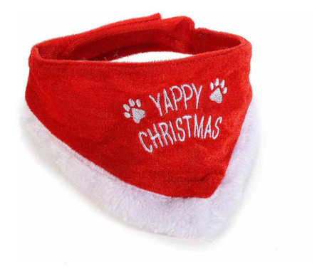 Božićni šal za psa bijelo crveni tekstil 50x12 cm