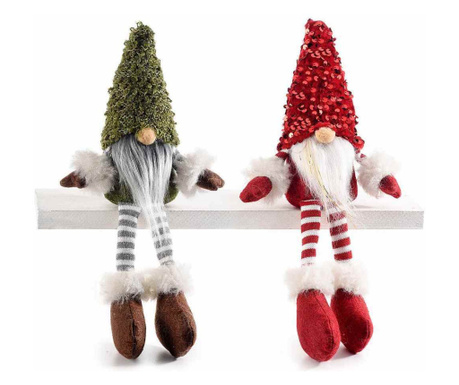Комплект от 2 текстилни фигурки на Дядо Коледа 12,5х7х30см