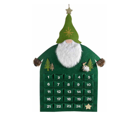 Adventski kalendar Božićni tekstil zeleno bijeli 46x68 cm