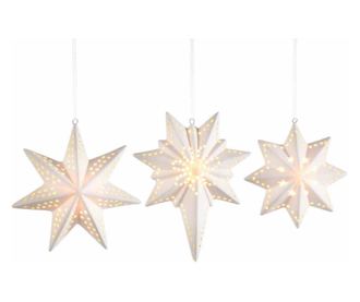 Set 3 Stelute portelan alb cu led 11.5x3.5x14.5 cm