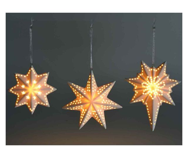 Set 3 Stelute portelan alb cu led 11.5x3.5x14.5 cm