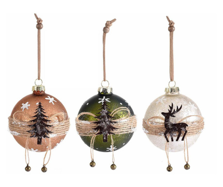Set od 12 raznobojnih tekstilnih staklenih kugli božićno drvce 8 cm