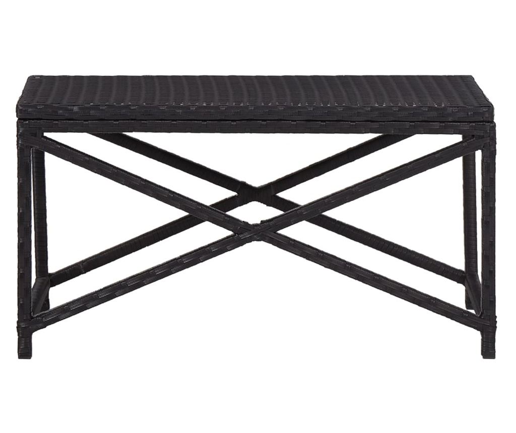 Vrtna klupa, crna, 80 cm, poliratan - 2