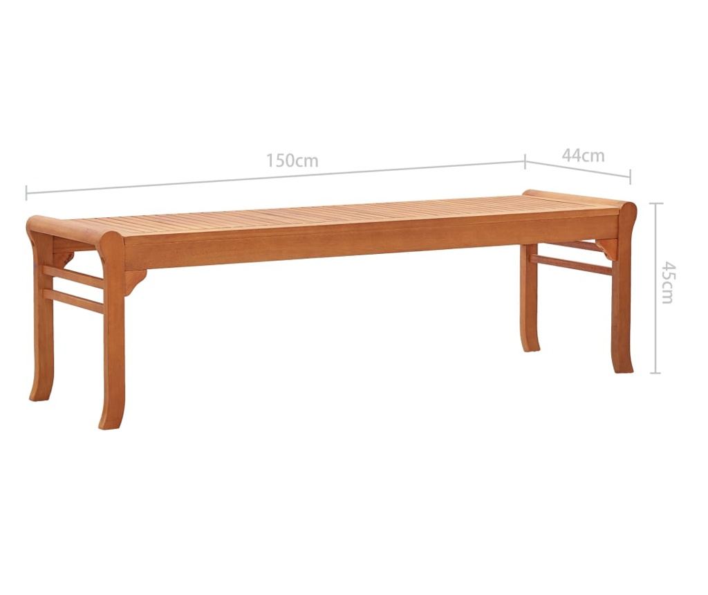 Vrtna klupa s 3 sjedala, 150 cm, masivno drvo eukaliptusa - 6