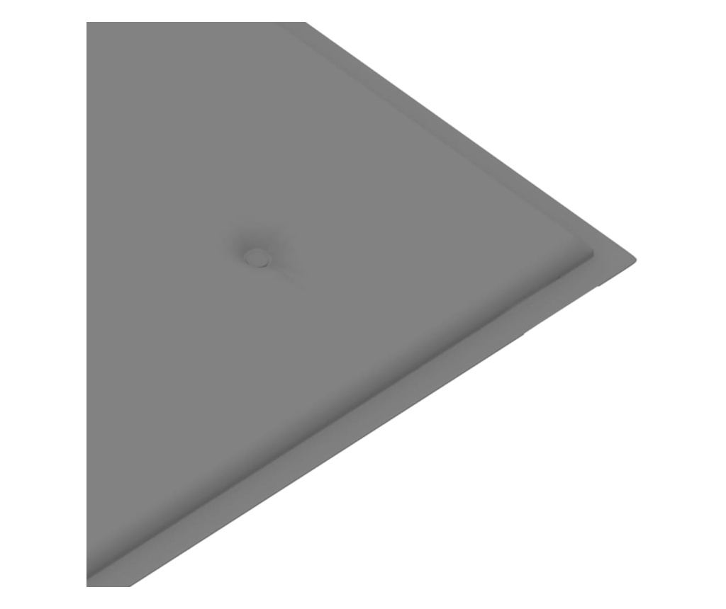 Градинска пейка, със сива възглавница, 112 см, масивен тик - 7