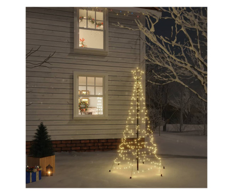Коледна елха, 200 топло бели светодиода с кол, 180 см
