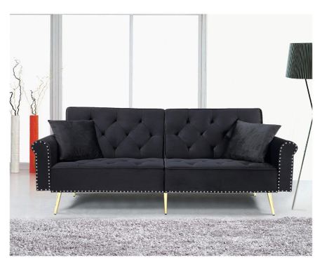 Canapea extensibila Sani Boris, catifea, Negru