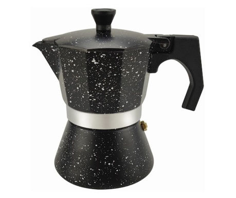 Espressor din aluminiu pentru aragaz Bohmann, 3 Cesti, Aluminiu, maner bachelita, inductie, Negru