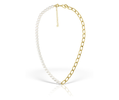 Colier perle mother of pearl, lant chunky placat cu aur de 14K, 40 - 45 cm