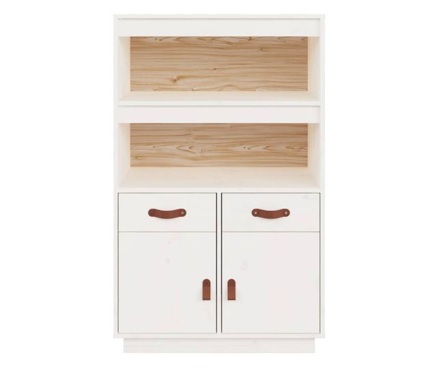 Tall Cabinet, White, 67x40x108.5 cm, Solid Pine Wood