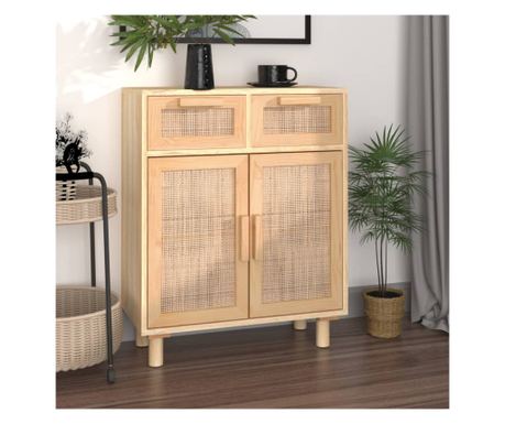 Szolga, barna, 60x30x75 cm, tmr feny s termszetes rattan