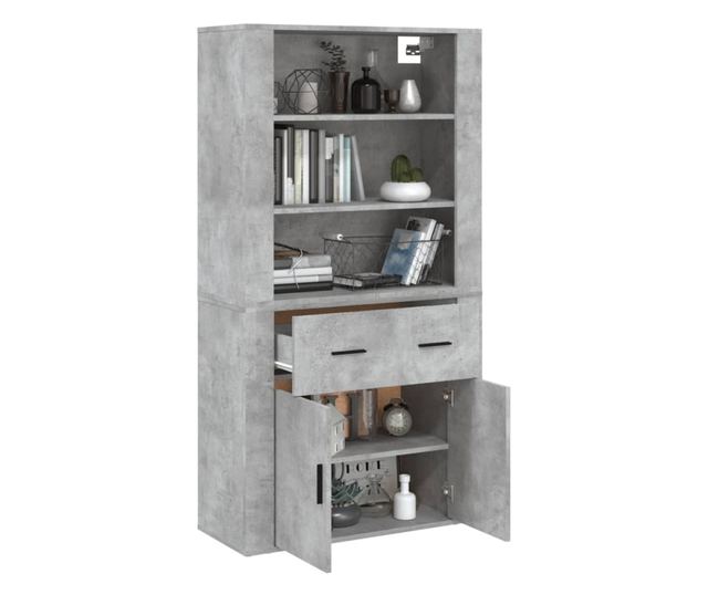 Висок шкаф, бетонно сив, инженерно дърво