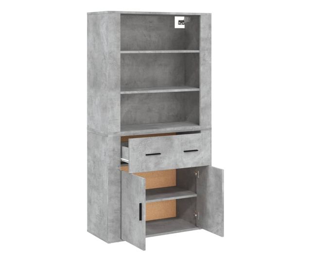 Висок шкаф, бетонно сив, инженерно дърво