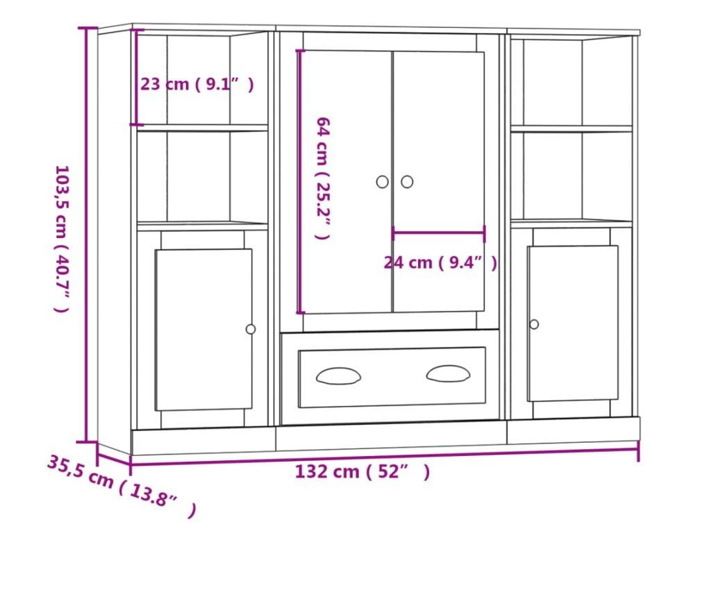 Високи шкафове, 3 бр., сив бетон, инженерна дървесина - 8