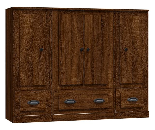 Високи шкафове, 3 бр, кафяв дъб, инженерно дърво