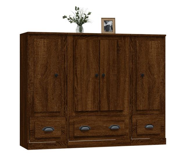 Високи шкафове, 3 бр, кафяв дъб, инженерно дърво