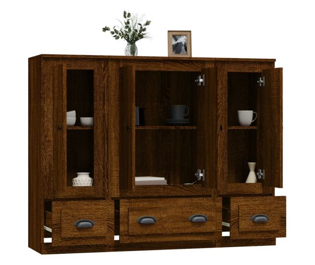 Високи шкафове, 3 бр, кафяв дъб, инженерно дърво
