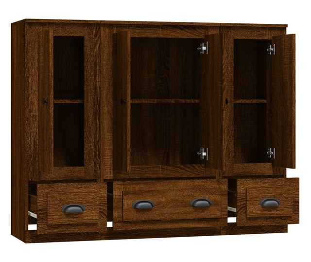 Високи шкафове, 3 бр, кафяв дъб, инженерно дърво