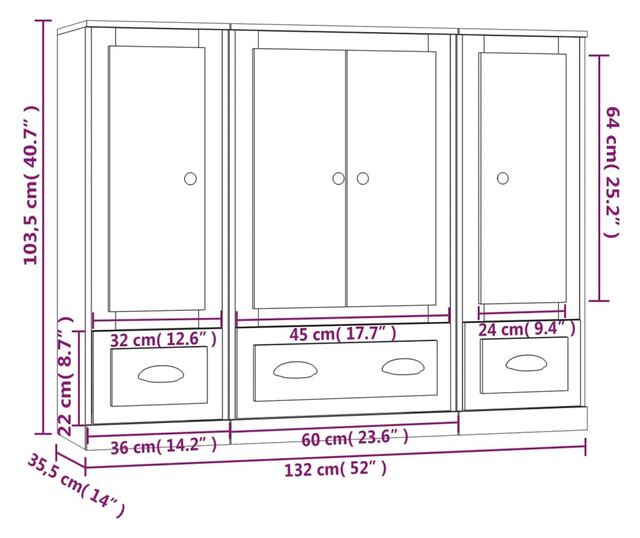 Високи шкафове, 3 бр, кафяв дъб, инженерно дърво