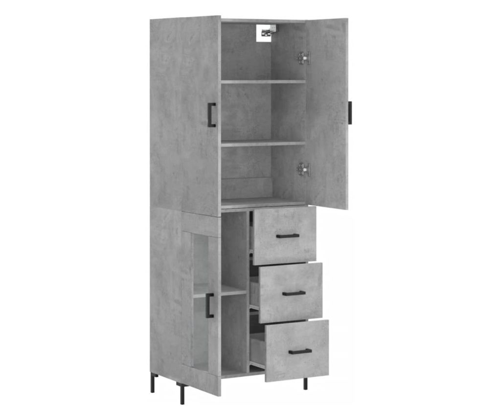 Visoka komoda betonsko siva 69,5x34x180 cm inženirski les - 4
